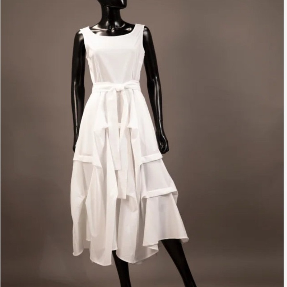Samuel Dong Elegant White Sleeveless Dress
